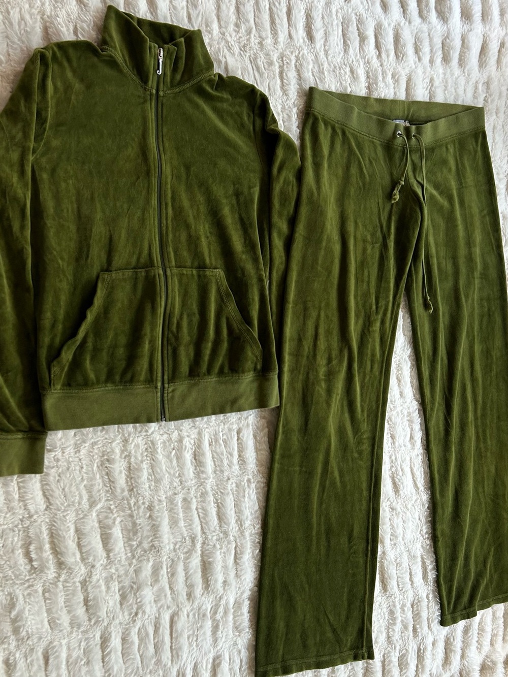 Y2K Vintage Juicy Couture Velour Tracksuit Set Made in USA Green - Picture 4 of 13